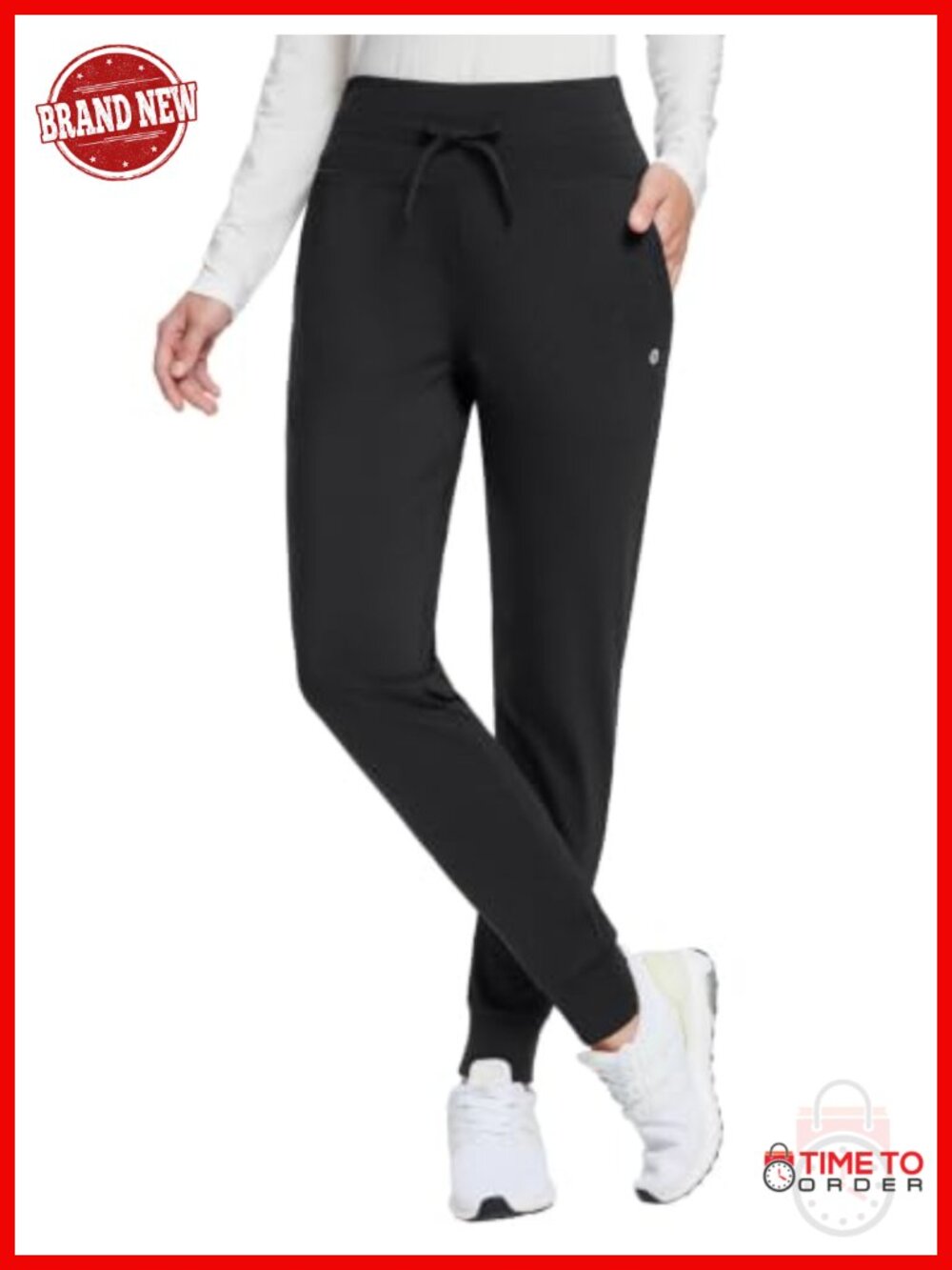 Fleece Lined Thermal Joggers Water Resistant High Rise Sweatpants